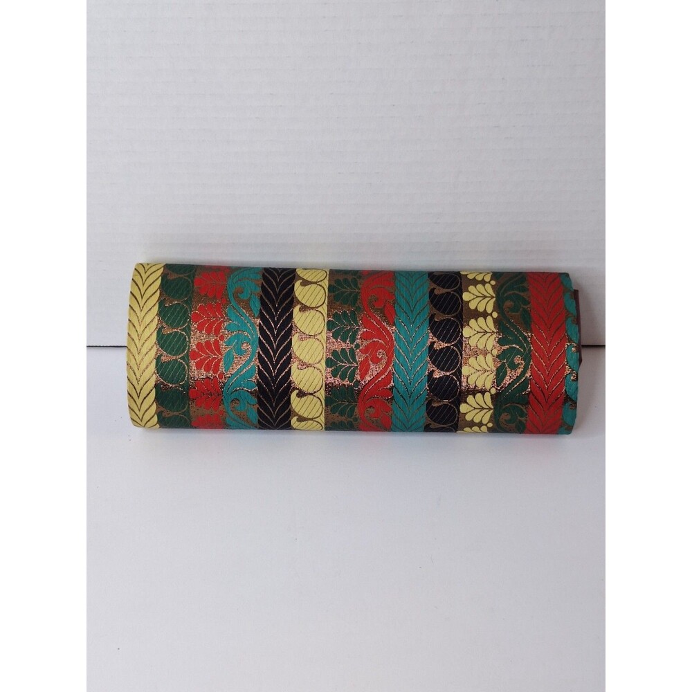 Vintage Rectangle Fun Party Paisley Metallic Small Clutch Handbag Old Money 90's - Picture 3 of 12